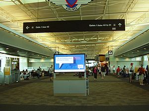 The interior of the terminal of Hobby Airport