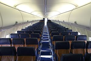 The passenger cabin of a Southwest Airlines Bo...