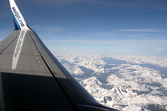 WestJet over the Rockies