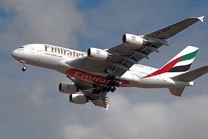 Airbus A380-800 landing at London Heathrow Air...