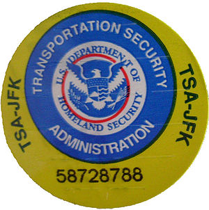 self destroying sticker seal of the TSA, stick...