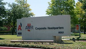 The sign indicating the headquarters of AMR Co...