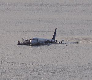 Photo of US Airways Flight 1549 after crashing...